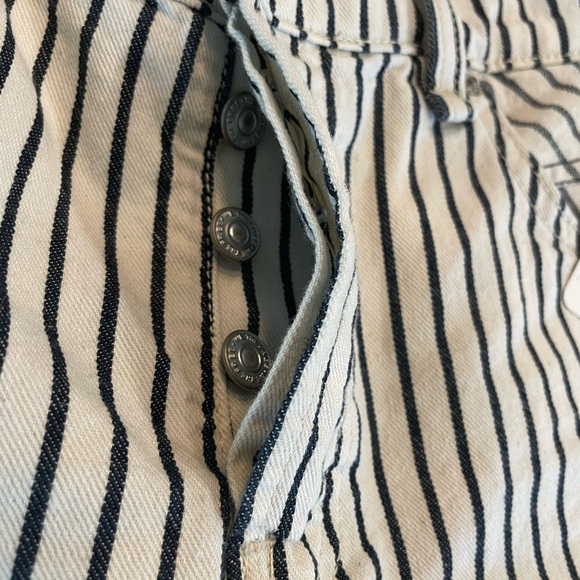 Free People Striped High Waist Railroad Denim Shorts - Picture 7 of 8